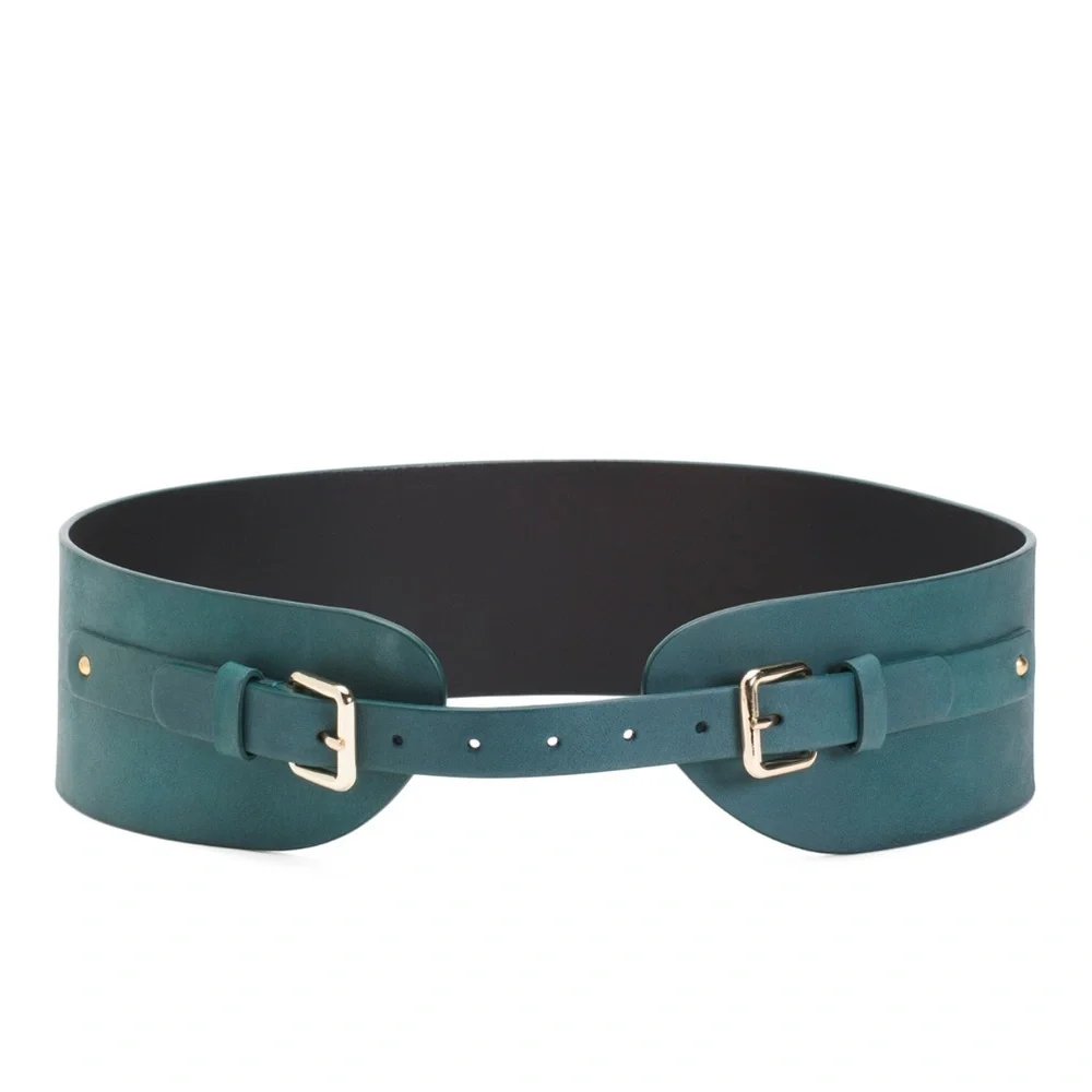 LAST CHANCE GENICCI Leather High Waist Double Buckle Belt